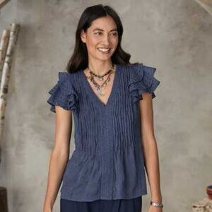 Sundance Arabella Flutter Sleeve Blouse | Size L | NWT